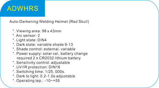 Auto-Darkening Welding Helmet(Red Skull) 